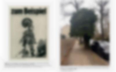 Two images appear side by side. On the left, there is an illustrated poster with the words 