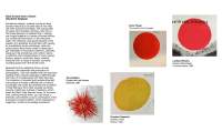 On a landscape digital white page, there are four square images. Three of them contain imperfect circles, two red and one yellow. Another is a photograph of a series of lines coming from a centre point, and making up a round shape. To the left, there is a column of black text.