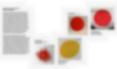On a landscape digital white page, there are four square images. Three of them contain imperfect circles, two red and one yellow. Another is a photograph of a series of lines coming from a centre point, and making up a round shape. To the left, there is a column of black text.