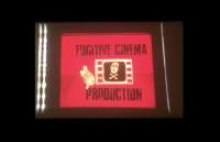 Red square with letters in black, reading: 