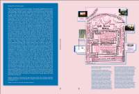 On the left, occupying the majority of the left page, there is a blue block with white text. On the right, there is a hand-drawn scheme in black and red, with six images around it, which were added digitally. Under it, there are two columns of blue text.
