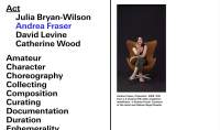 White page divided in two. There is a photograph of a person sitting on a chair on the right side. On the left, there is a list with words like 