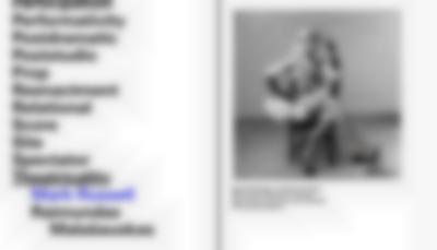 White page divided in two. There is a photograph of a person sitting on a chair on the right side. On the left, there is a list with words. Under 