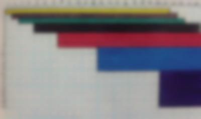 Square paper with a hand-drawn timeline chart. 29 lines appear, in 7 different colours, which appear as blocks.