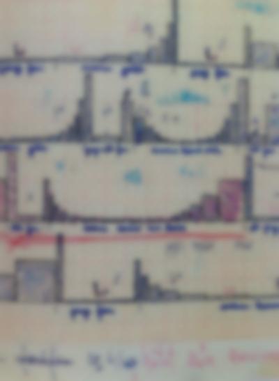 Square paper with several hand-drawn column graphs.